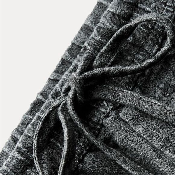 ZARA ZW COLLECTION LINEN BLEND JOGGER PANTS - Picture 6 of 12